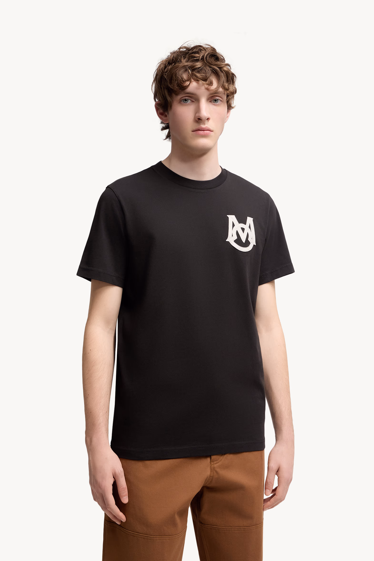 T-shirt en coton à monogramme Hommes Noir Moncler 3